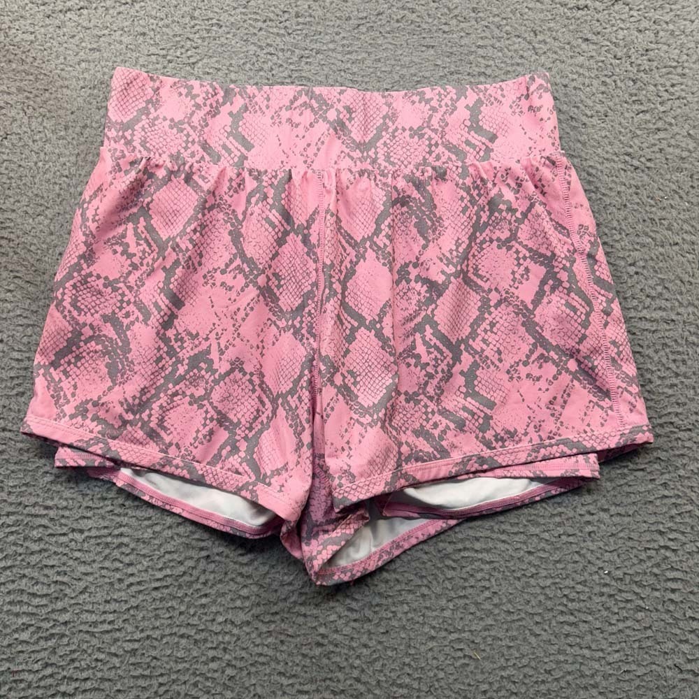 Fabletics Olesia Shorts Womens Sweat Size Large Pink Snake Compression
